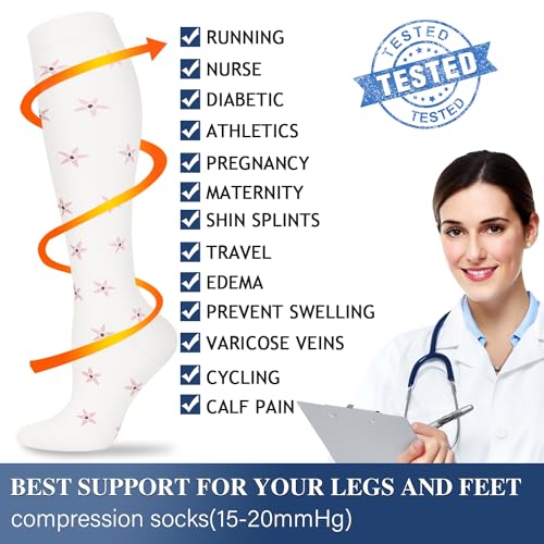 Compression Socks for Women and Men Circulation (3 Pairs) - Best for Nursing,Running,Travel Knee High Socks