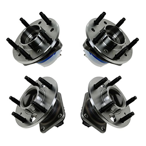 Image of TRQ 2 Piece Front Rear Wheel Bearing & Hub Assembly Set Compatible with 2004-2005 Chevrolet Classic 2001-2003 Malibu 1999-2004 Oldsmobile Alero 1999-2005 Pontiac Grand Am