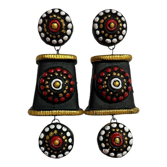 Le Bijouxistic Terracotta Dangle Earrings For Women Girls | Handmade Painted Earrings For Girls | Indian Artisan Beads Style Earring for Women in Black Color. (B0D6GXBVLV) Amazon Price History, Amazon Price Tracker