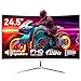 Gawfolk Curved Monitor 24,5 Zoll 120Hz mit Lautsprecher, 3000R Gebogen PC Bildschirm FHD 1080P, Weiß Computerbildschirm mit Eye Care Technologie HDMI VGA, unterstützt VESA
