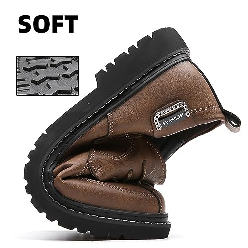 Mens Leather Casual Business Oxford Shoes Lace-Up Flat Dress Shoes Breathable Comfort Soft Sole Walking Loafers4