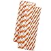 Striped Paper Straws - Orange and White - 7.75 Inches - 50 Pack - Outside the Box Papers Brand