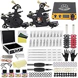 Romlon Tattoo Kit - Complete Tattoo Machine Kit Liner and Shader 2 Coil Tattoo Machine Guns Power...