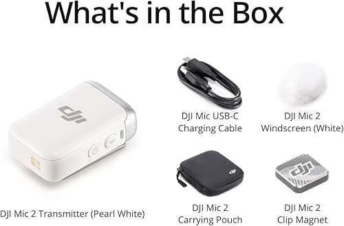 Miniatura 5 de DJI Transmisor Mic 2 (blanco perla), micrófono inalámbrico con cancelación inteligente de ruido, grabación interna de 14 horas, batería de 6 horas