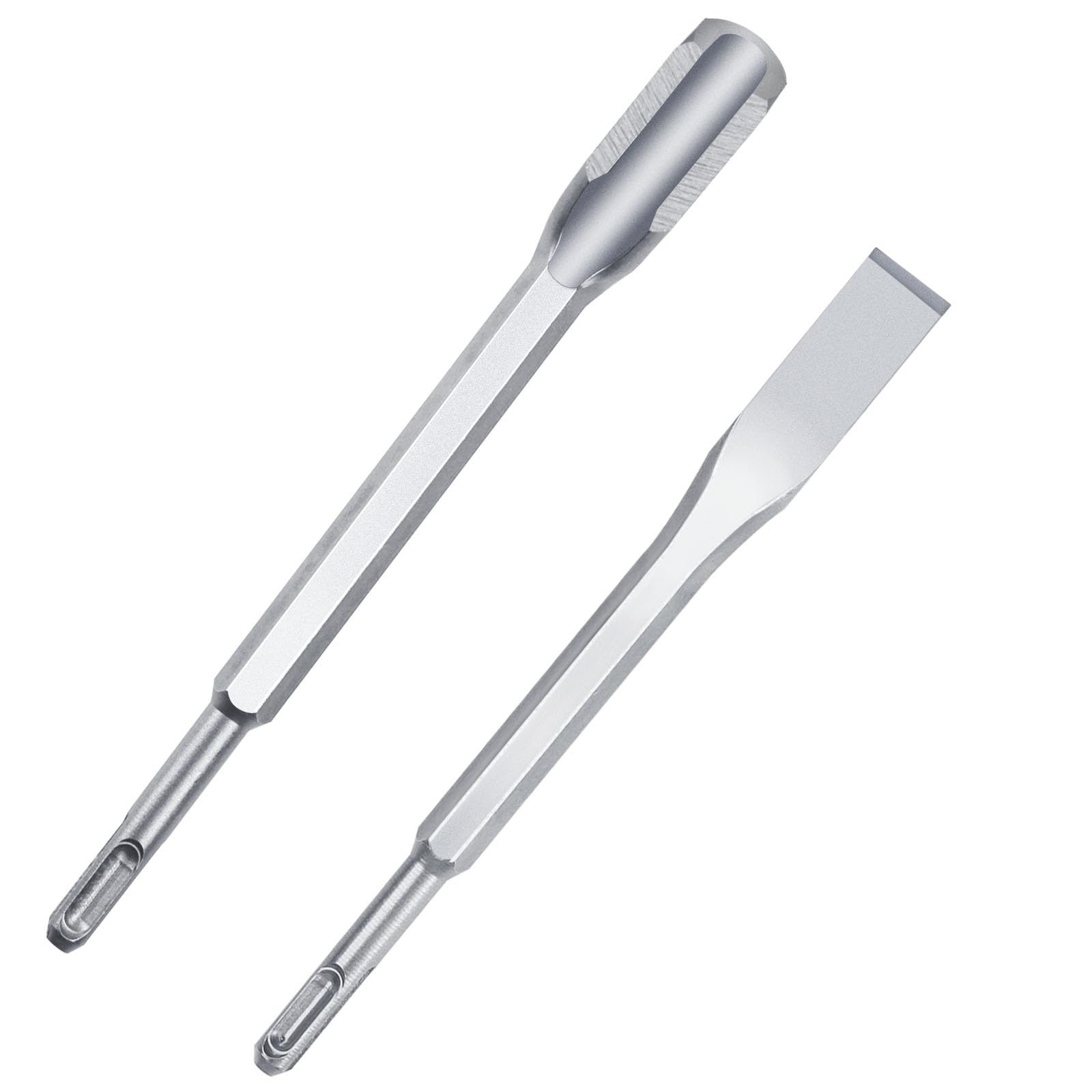 Set di scalpelli SDS Plus - Scalpello da 2 pezzi, Scalpello a canali da 23 cm e Scalpelli Piatti da 22 cm Universale per piastrelle, cemento, pietra, muratura
