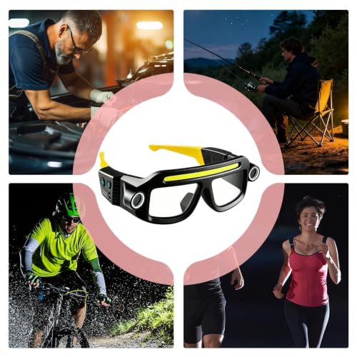 Gafas con luz LED frontal y sensor recargables para taller y camping 4