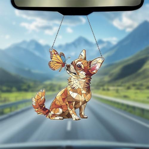Image of Chihuahua Butterfly Acrylic Ornaments Suncatcher Gifts Christmas Decor
