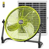 ZIZIWIN 18" Solar Fan, 35W Solar Powered Cordless Greenhouse Fan with Rechargeable Battrey, Portable, 360° Tilt, 8~60H Runtime, for Outdoor Camping Gazebo Chicken Coop Patio Travel Shed Barn