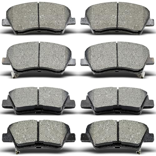 evkingauto D1812 D1912 8pcs Front Rear Ceramic Brake Pads Sets Fit For 2017 2018 2019 2020 For Hyundai Elantra,2017 2018 2019 2020 For Ioniq,2017 2018 2019 2020 2021 2022 For Kia Niro