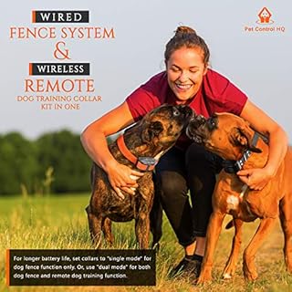 Wireless Pet Containment System w/ 1 Rechargeable Waterproof Shock Collar, Safe Perimeter Electric Dog Fence Wire & Remote Dog Training – Above No Dig or Underground Wire Fence Pet Control HQ