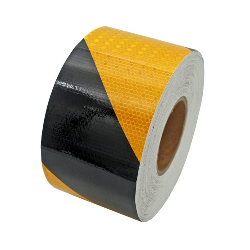 Cinta reflectante de seguridad, Cinta Adhesiva Reflectante de Advertencia Seguridad Multicolor 10 cm x 50 metros(Black and Yellow)