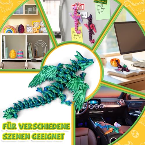 Merrwon 4er Set 3D-gedruckte Drachen mit Flügeln und Drachenei – Kreatives Spielzeug und Deko, Überraschungsei, Geschenk für Kinder (A)