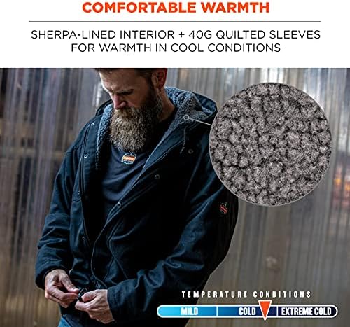 Ergodyne Standard Duck Canvas Winter Work Jacket, Sherpa Fleece
