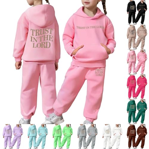 Boys Girls Athletic Sweatsuits 2 Piece Pants Set Hooded Sweatshirt and Jogger Sweatpants Long Sleeve Pullover