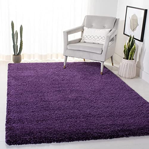 Image of A R Creations Anti Slip Fluffy Fur Plain Area Rug Made with Polyester and Microfiber for Home Office Kitchen Living Room Bedroom and DiningHall (4x6 Feet, Purple