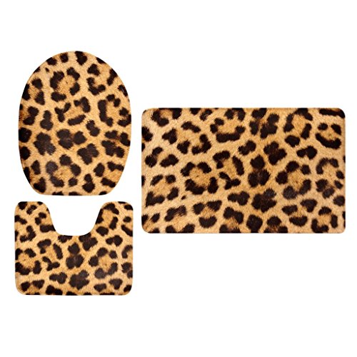 Tubayia 3 Stück Badematte Set - Toilettendeckelbezug + Toilettenmatte + Badeteppich für Badezimmer Toilette (# 2) – Bild 7