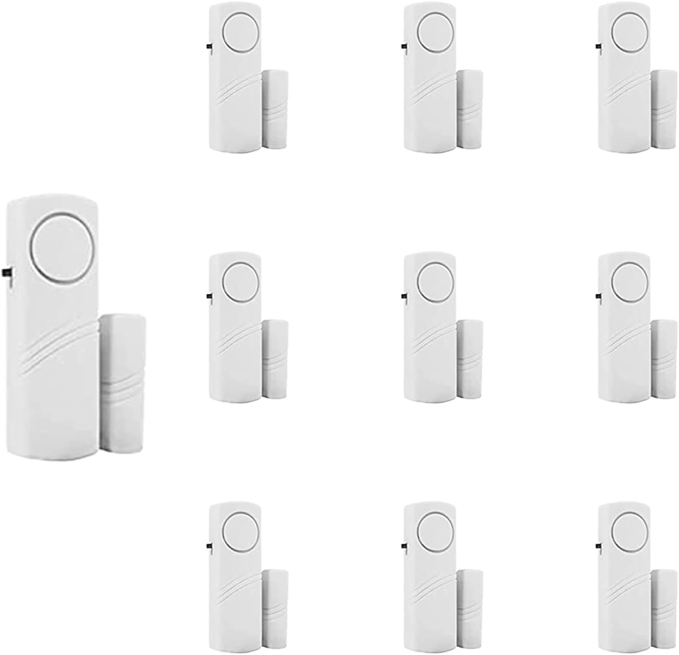 10-pack deur-/raamalarm magnetisch, draadloze beveiligingssensor, inbraakalarmsysteem, luid 90 dB, schuurgarage, trillingsingang, waarschuwingsdetector, voor