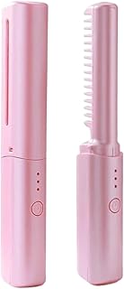 Ceramic 2-in-1 Touch-Up Hairdressing Comb, Frizz-Free Hair Anytime, Anywhere, Portable Wireless Hairdressing Comb for Less Frizz(Pink)