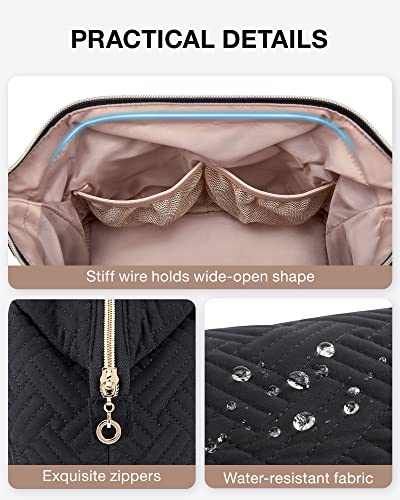 Image of BAGSMART Travel Makeup Bag, Cosmetic Bag Make Up Organizer Case,Large Wide-open Pouch for Women Purse for Toiletries Accessories Brushes Black