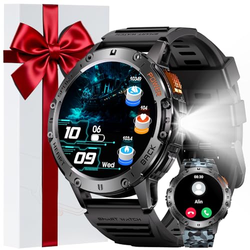 MEGALITH Smart Watch Men Tracker: 110+ Sports Modes with Phone Function - Fitness Smartwatch LED Torch IP68 Waterproof (No GPS)