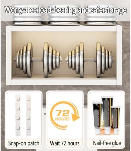 Wall-Mounted Bathroom Storage Cabinet - Metal Organizer with Acrylic Door, Over-The-Toilet No-Drill Cosmetic Locker, Stylish Hanging Storage for Bathroom, Kitchen & Living Room.