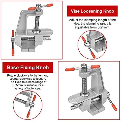 RMENOOR 0-3.5mm Mini Table Vise Universal Bench Vise Portable Work Bench Vise Bench Clamp Hobby Vise Clamp Small Table Clamp Mini Bench Vice Clamp for Small Work Crafts Woodworking and Metalworking
