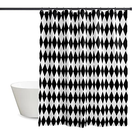 Lahayoo Shower Curtain For Bathroom Black And White Shower Curtains Waterproof Fabric Artistic Abstract Pattern Shower Curtain Durable And Washable With Hooks (Checkered, 72"X72") #TOP1