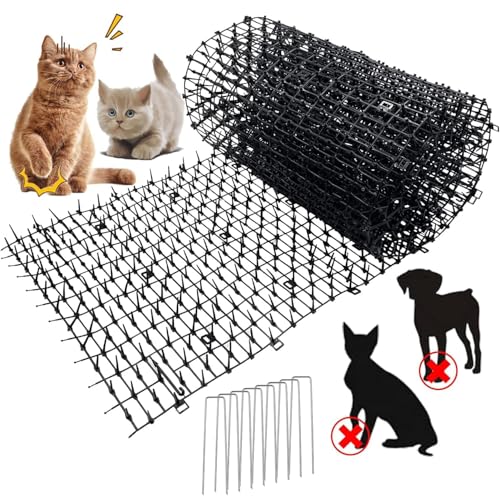 Katzenabwehr Garten,200x30cm Katzenschreck für Garten, effektive Katzengitter mit 8 Spikes Schwarz Tierabwehr für Vogel, Hunde, Katzen, Füchse, Wildtiere, Zimmer & Außenbereich