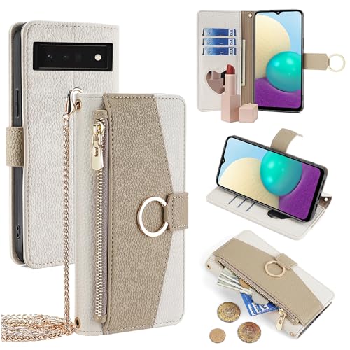 For Google Pixel 6 Pro �P�[�X �蒠�^ �V�����_�[ For �O�[�O�� �s�N�Z��6 �v�� ���z�^ �J�o�[ ���|�� �΂߂��� ���ϋ��t�� ���� ������� �����O�X�g���b�v �W�b�p�[���K���� �J�[�h���[ ���u�� �㎿�Ȏ�G�� �ω���C�� ��