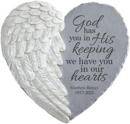 Let's Make Memories Personalized Wings of Love Memorial Stone - Sympathy Garden Marker - His Keeping