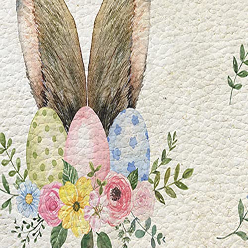 Easter Rabbit Ears Indoor Outdoor Front Door Mat, Waterproof/Oil-Proof/Stain-Proof Pvc Leather Doormat, Spring American Southwest Wildflowers Non-Slip Floor Mat Anti-Fatigue Kitchen Runner Rug 18X30 #TOP6
