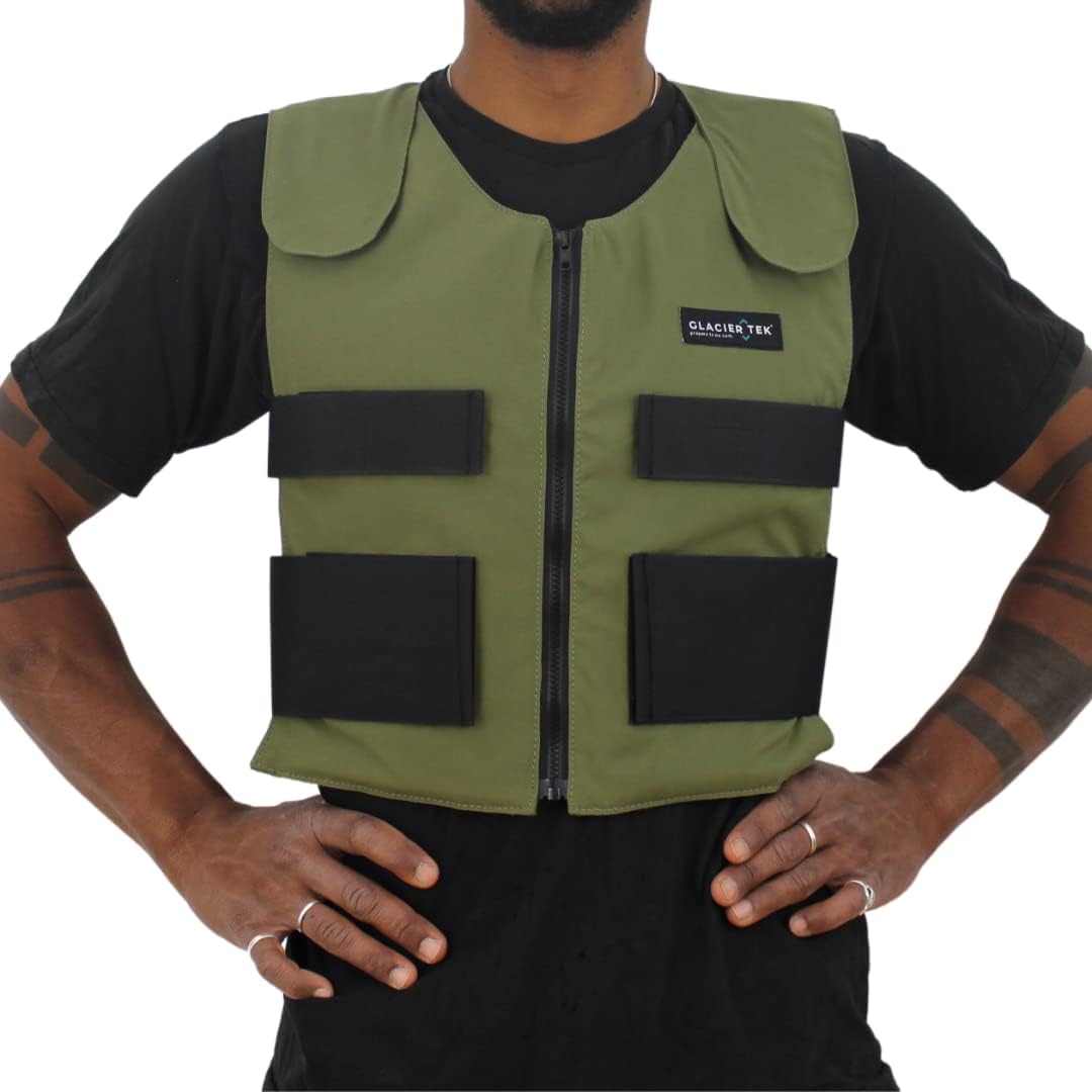 Glacier Tek Cool Vest Personal Cooling, 59 Degrees for 2.5 hours 8 Cool Packs, Recharge in 30 Minutes