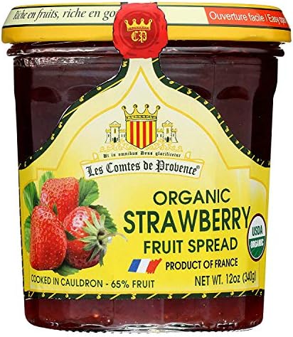 Strawberry Jam Spread USDA Organic Preserve – 12 oz / 340 g – Made in France Traditional Jam Non GMO Gluten Free