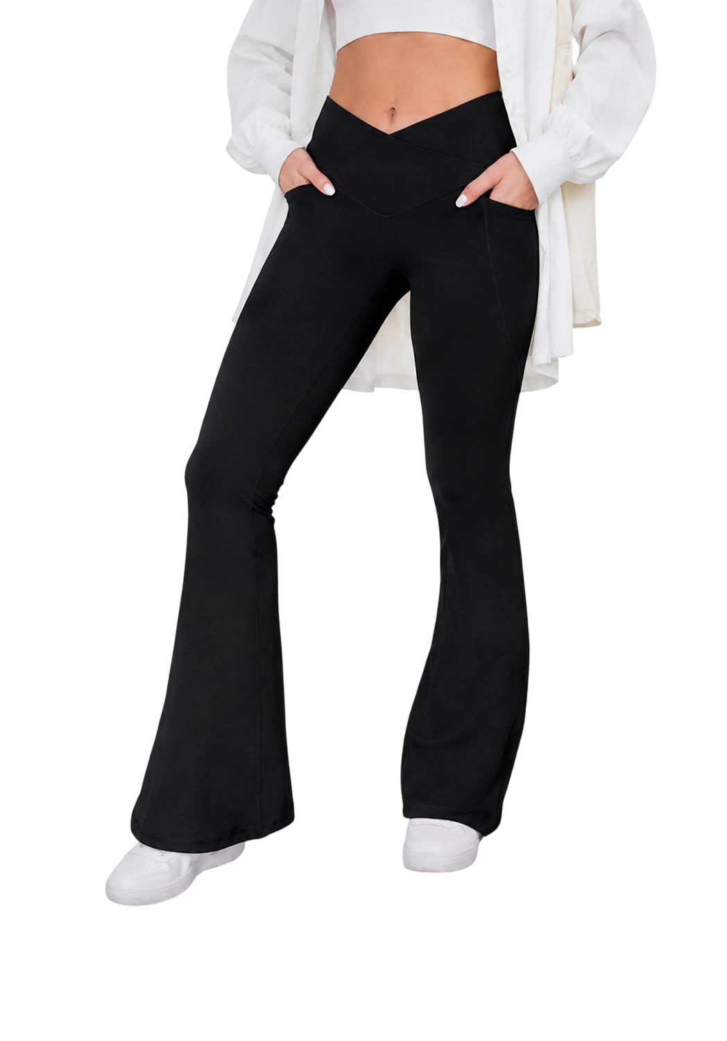 imperative Womens Flare Pant High Waist Stretchable Trousers for Women | Bell Bottom Pants for Women | Wide Leg Palazzo Pants-picture-8