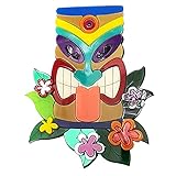 Moai VIALESCARPE - ArkyFly Anstecknadel, Motiv: Tiki Hawaii-Maske, buntes Plexiglas, mehrfarbig
