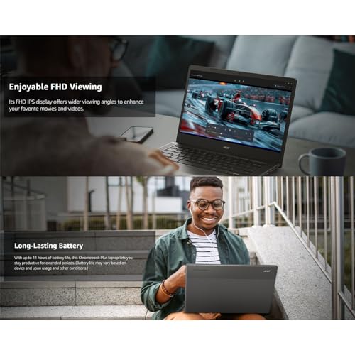 Chromebook Plus 515 Touchscreen Laptop - 15 pollici FHD Touch -Intel Core i3-1305U -8GB RAM -384GB SSD-Gaming Chromebook Google AI Pro -2TB Storage- Studenti Scuola 2025 - Notebook - Immagine 4