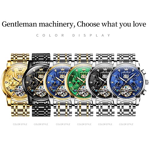 Image of OLEVS Automatic Gold Watches for Men Luxury Classic Stainless Steel Calendar Luminous Waterproof Watches for Men