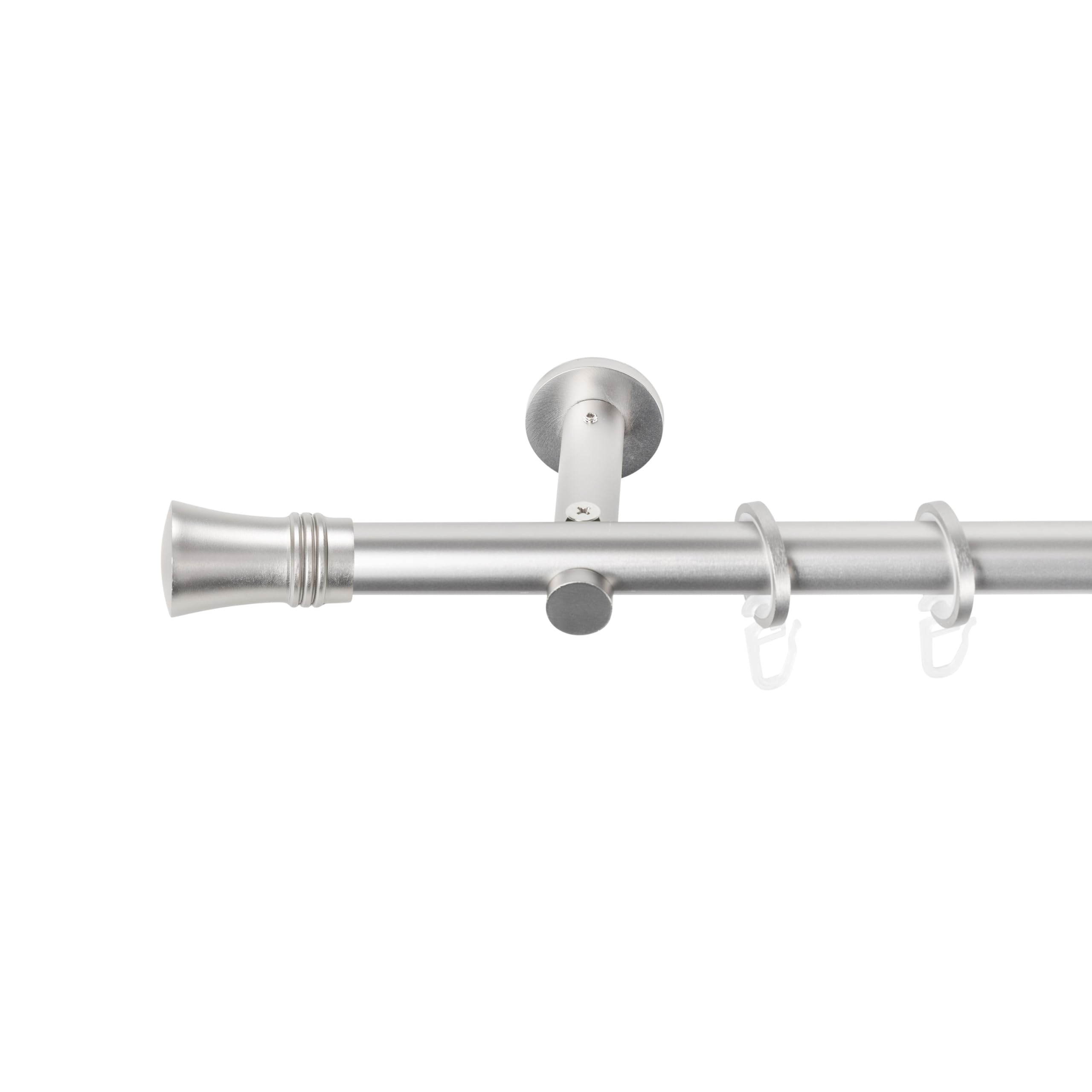 SN Deco Gardinenstange Lyon Ø19 mm 1-läufig Stahl Komplett-Set mit Ringen Auflageträger 360 cm chrom matt