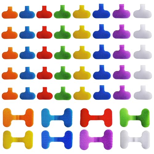 Image of 40PCS Cable Labels Tags 8-Color Hook and Loop Cable Identification Tags, Write On Self Adhesive Cable Label Tags for Electronics Wire Labels Reusable Wire Ties for Cable Management and Identification