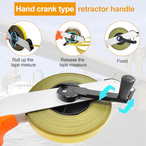 Rollbandmaß 50 m, Langes Maßband, Hohe Präzision Bandmaß, Measuring Tape mit Ergonomischen Griff, Metermaß für Baustelle