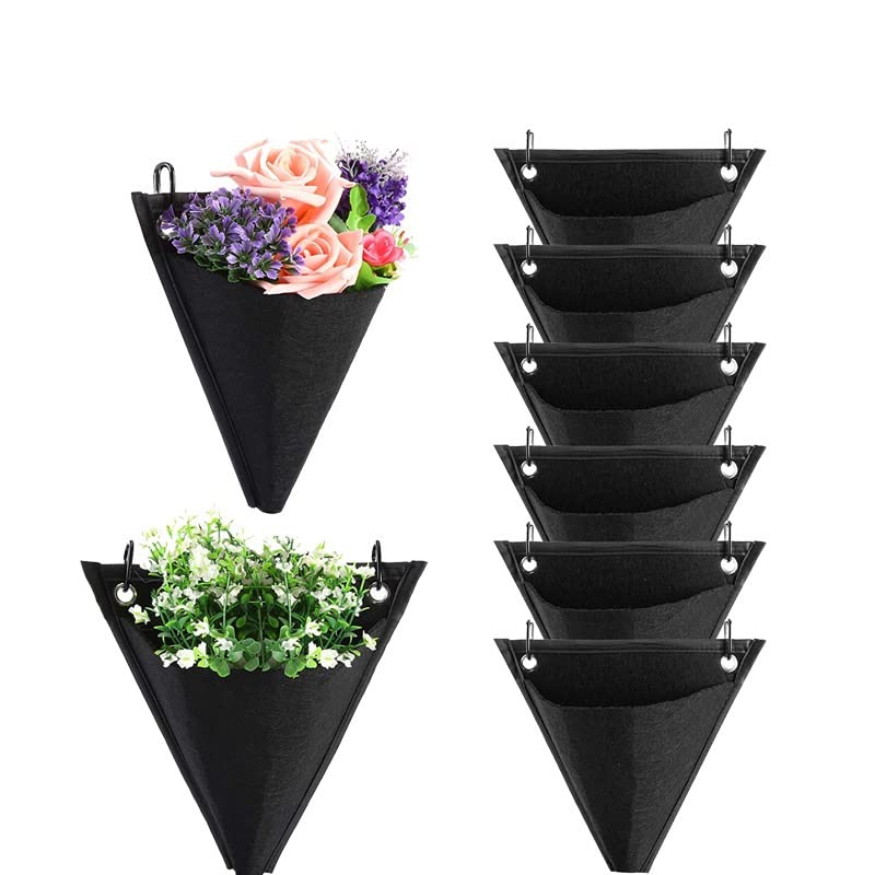 6er-Set Pflanzsack Aus Vliesstoff, Pflanzbeutel Hängend Pflanztaschen, Wand Sukkulenten Blumentopf Korb Mit Haken, Atmungsaktiv Warm Halten Hängetopf, Pflanzentasche Für Innen-und Außendekoration