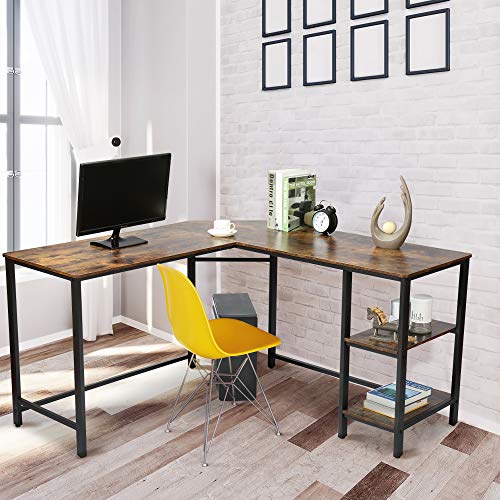 Ciatre L Shaped Computer Desk Square Corner Desk 54 Inch With Storage Shelf Corner Gaming Desk Multipurpose Table For Home Office Pc Workstation Saving Space Laptop Table (Tiger) #TOP3