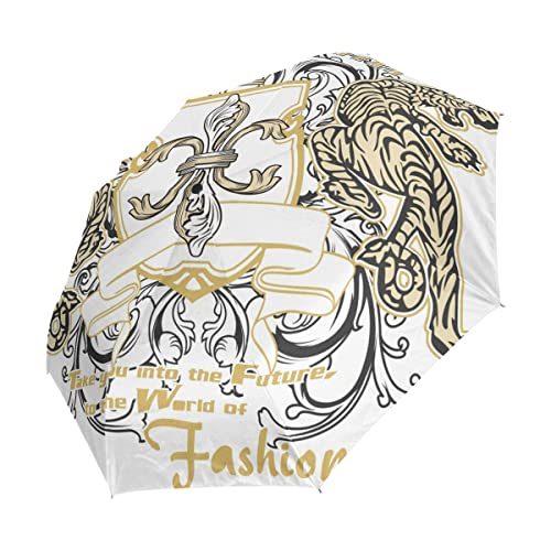Parapluie automatique roi tigre pliable pour voyager à la plage ou en ville sous la pluie