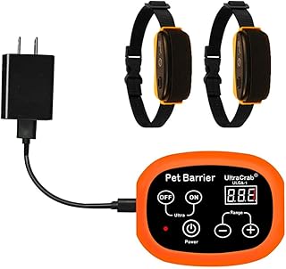 Indoor Pet Barrier for 2 Dogs,Wireless Indoor Electric Fence,Pet Gate, Keeps Areas Off Limits,Dog Home Proofing, Waterproof/Rechargeable/Beep/Static Training Collar,Orange Kit