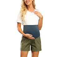 Maacie Umstandsshorts Damen mit hoher Taille aus Baumwolle, praktische Multi-Taschen, bequem für Schwangerschaft täglich