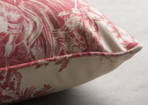 Maison D' Hermine Decorative Cushion Cover 100% Cotton 20"X20" Toile Washable Pillow Cover With Invisible Zipper For Home Décor, Office, Sofa, Couch, Bedroom, The Miller - Red - Spring/Summer #TOP3