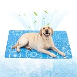 petstay 犬 ひんやりマット【接触冷感ジェル内蔵！乗るだけでひんやり！】犬猫用クールマット 二重縫製 ジェル漏れ防止 水・電気・冷凍不要 5サイズ展開 小中大型犬対応 多用途 暑さ対策 折りたたみ 持ち運び便利 お手入れ簡単 ペット冷却マット (水紋ブルー, S (30×40cm) 超小型犬・子犬に対応)