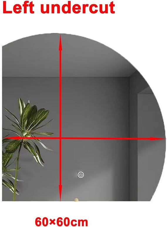 Half Circle Mirror, Semi Circle Mirror with Lights, Smart Mirror Bathroom, Large Irregular Frameless Vanity Mirror 3-Color Dimmable 60 cm