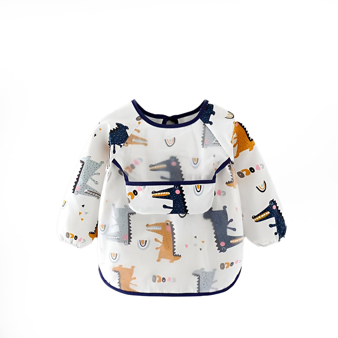 TONY STARK Waterproof Sleeveless Baby Bib with Pocket – Lightweight, Washable EVA Toddler Bib with Tie-Back & Cartoon Print for Babies 6-24 Months