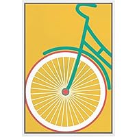SIGNWIN Framed Canvas Wall Art Geometric Green Bike in Yellow Background Transportation Bicycles Illustrations Minimalism Modern Closeup Colorful for Living Room, Bedroom, Office - 16